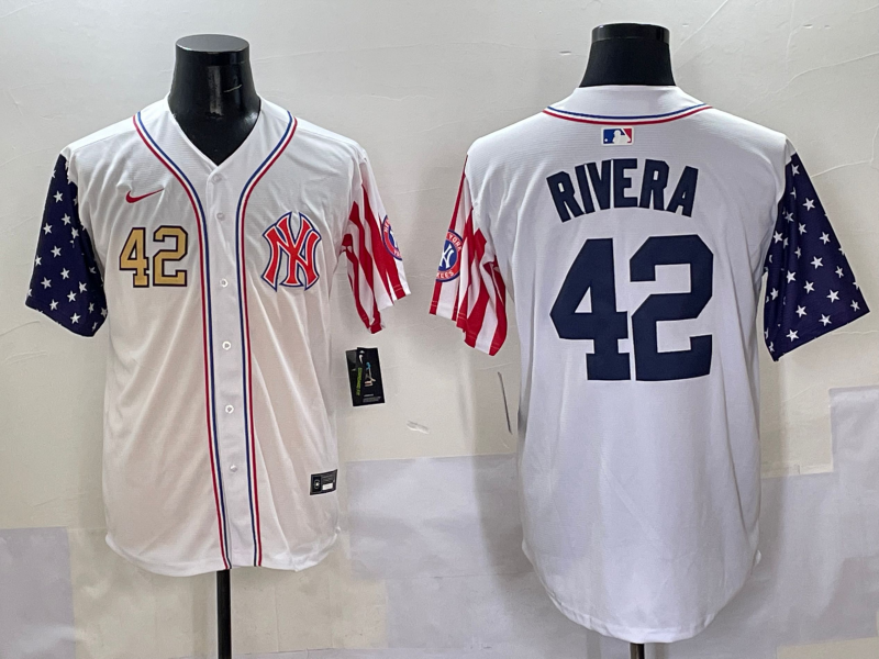 Men 2025  MLB New York Yankees #42 Rivera white jersey style 16